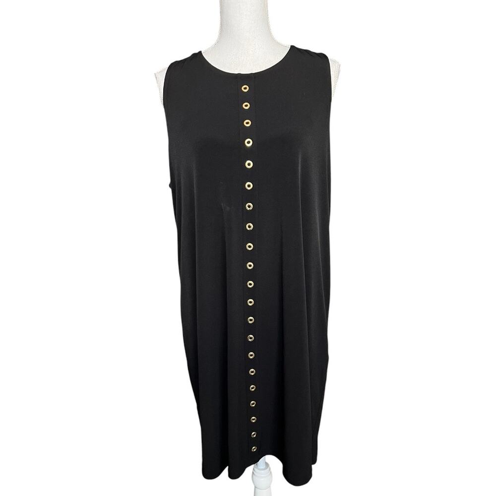 NWT Michael Kors Black Sleeveless Grommet Shift Dress XL casual resort wear